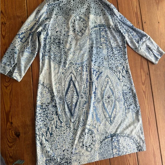 Gretchen Scott blue Paisley three-quarter length sleeve shirt dress - Picture 3 of 6